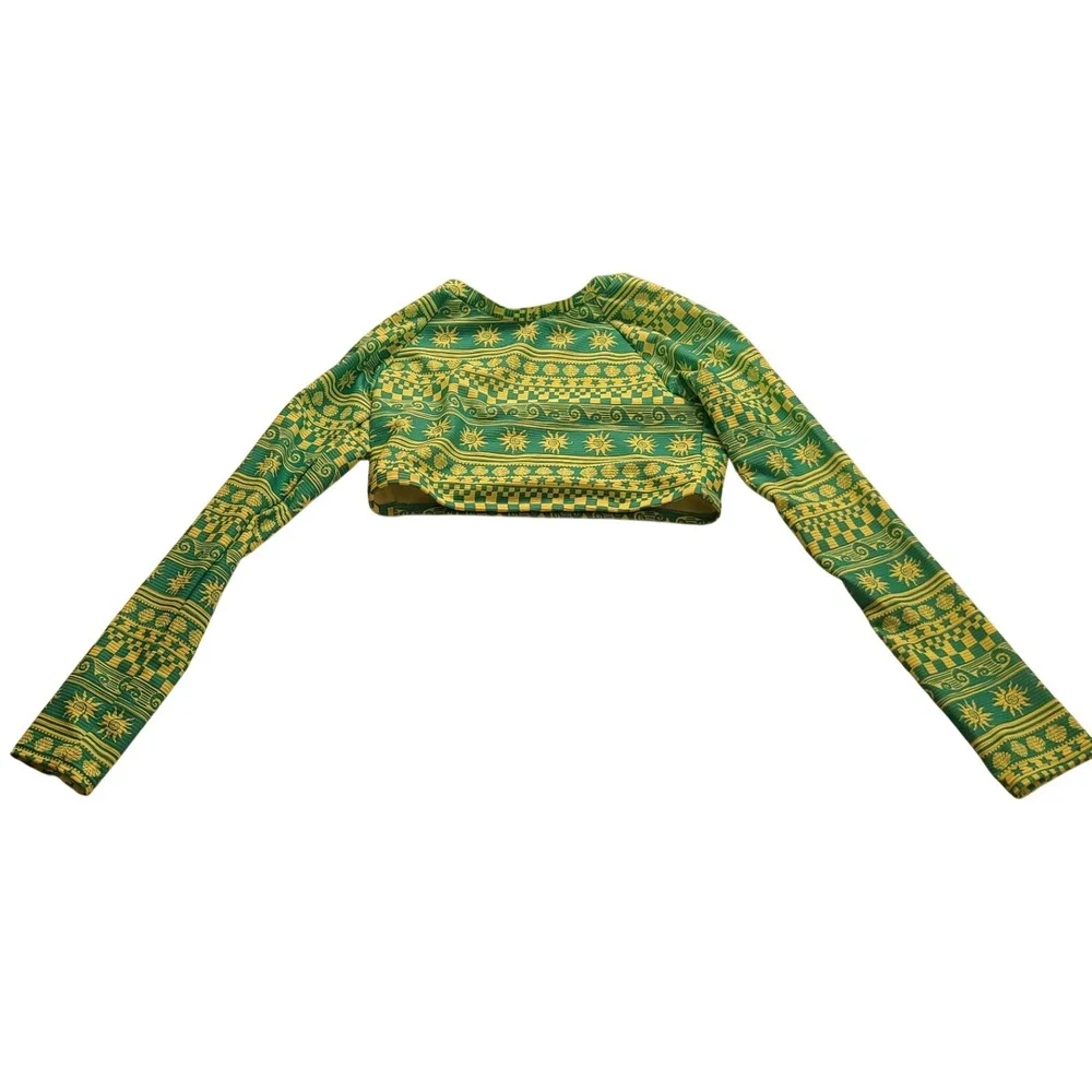 Cat & Jack Girls Rash Guard Swim Top Teal Yellow Sun Shell XXL 16/18 Sea Sun NWT